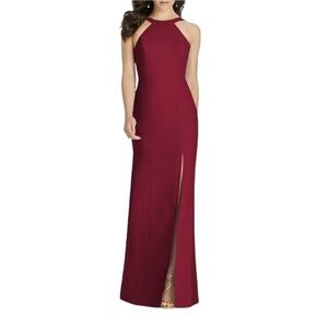 Dessy Collection - NWT Cutaway Shoulder Crepe Column Gown Sz 14
